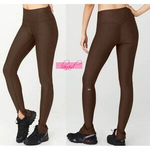 Alo High-Waist Airlift Elongated Leggings Espresso Hi-Rise Waisted Split Hem XXS